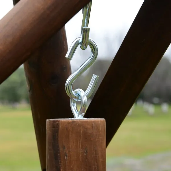 198Lx135Wx170H Cm. Pine Fir Wood Swing Chair - Carbonized Color