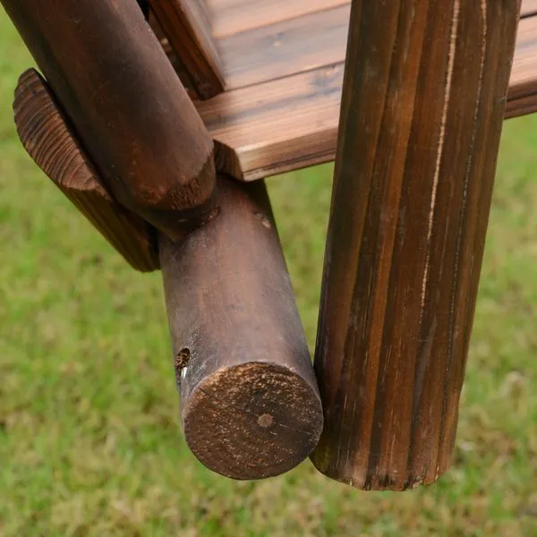 198Lx135Wx170H Cm. Pine Fir Wood Swing Chair - Carbonized Color