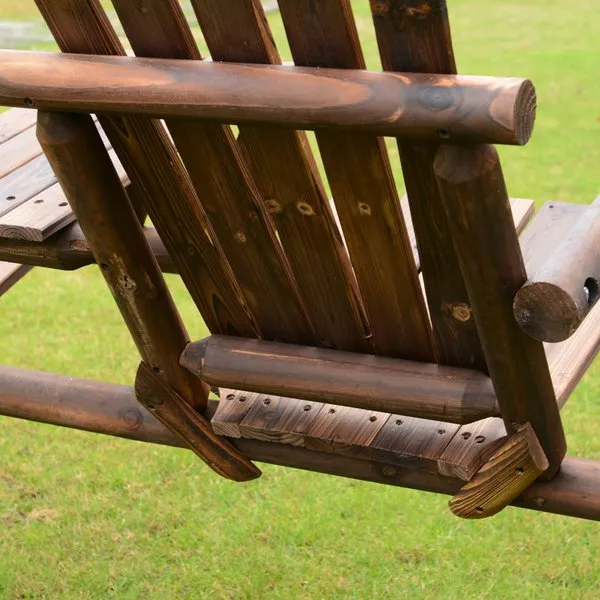 198Lx135Wx170H Cm. Pine Fir Wood Swing Chair - Carbonized Color