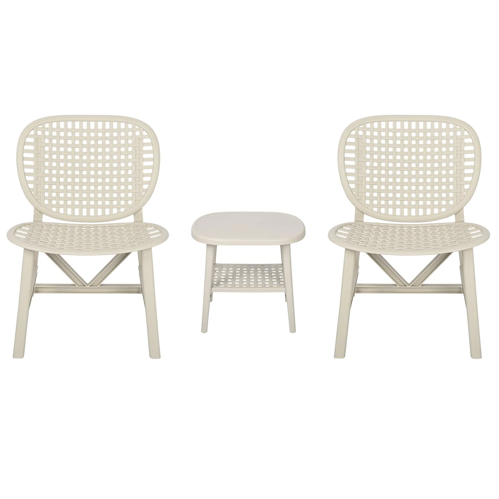 3pcs Hollow Design Retro Patio Table Chair Set for Balcony