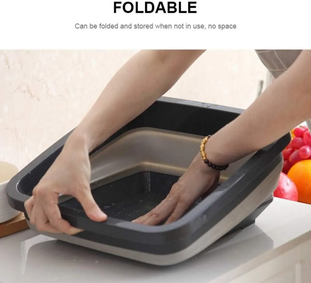 Cutting collapsible Chopping Board/Washing Bowl, Fruit Vegetable Basket 3 in 1 Chopping Board (Random Color)