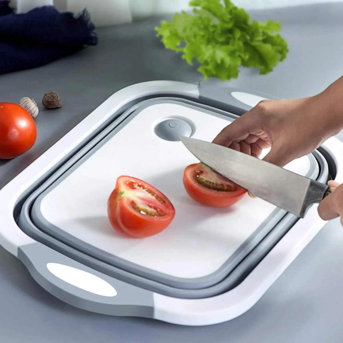 Cutting collapsible Chopping Board/Washing Bowl, Fruit Vegetable Basket 3 in 1 Chopping Board (Random Color)