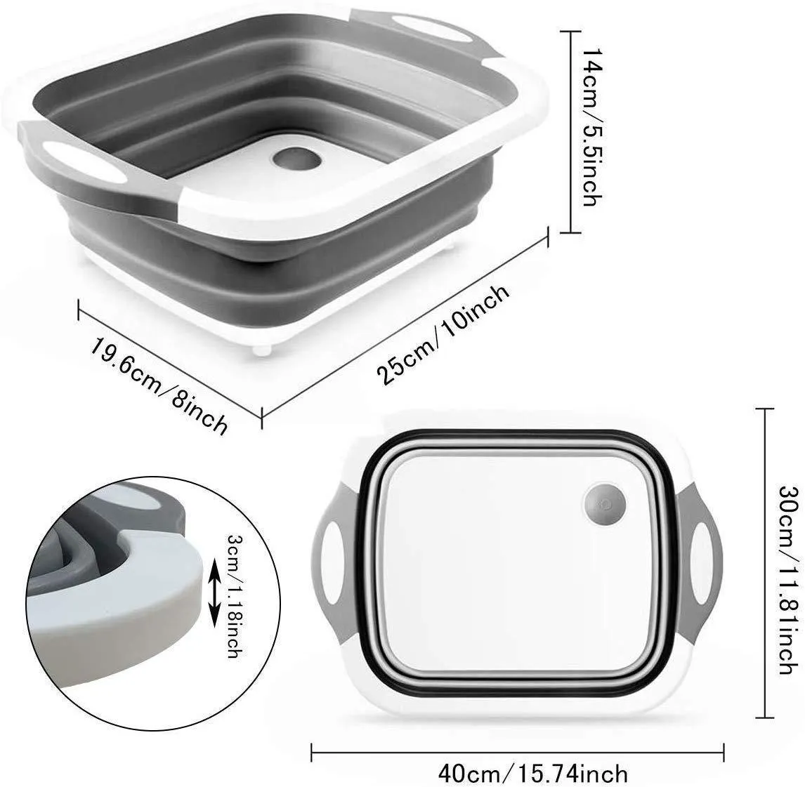 Cutting collapsible Chopping Board/Washing Bowl, Fruit Vegetable Basket 3 in 1 Chopping Board (Random Color)