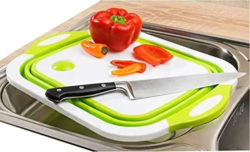 Cutting collapsible Chopping Board/Washing Bowl, Fruit Vegetable Basket 3 in 1 Chopping Board (Random Color)