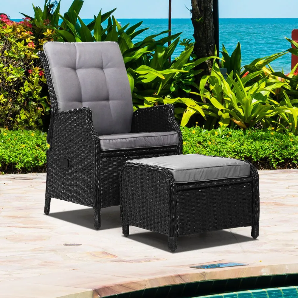 Ella Outdoor Recliner Patio Chair Black