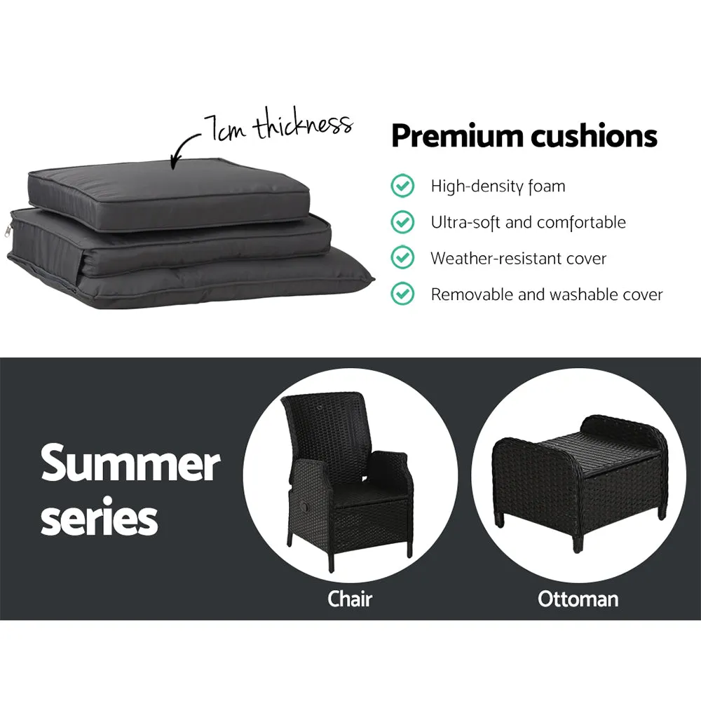 Ella Outdoor Recliner Patio Chair Black