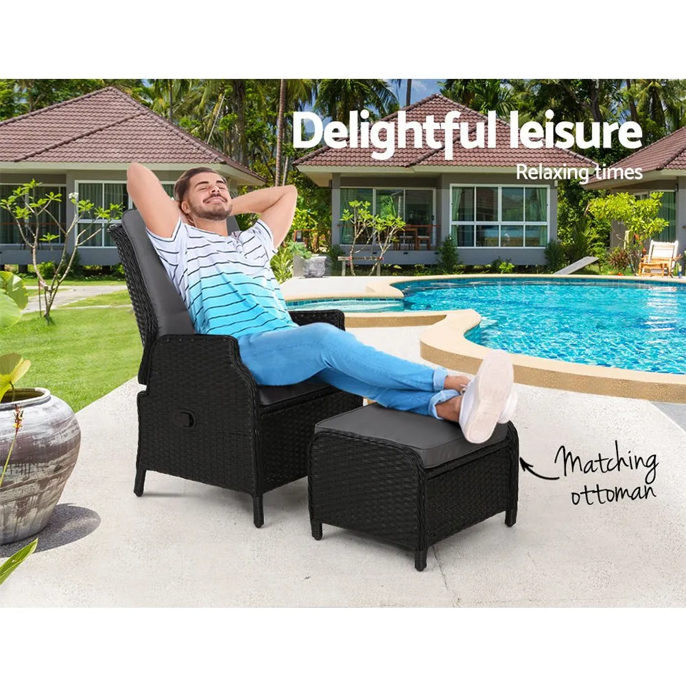 Ella Outdoor Recliner Patio Chair Black