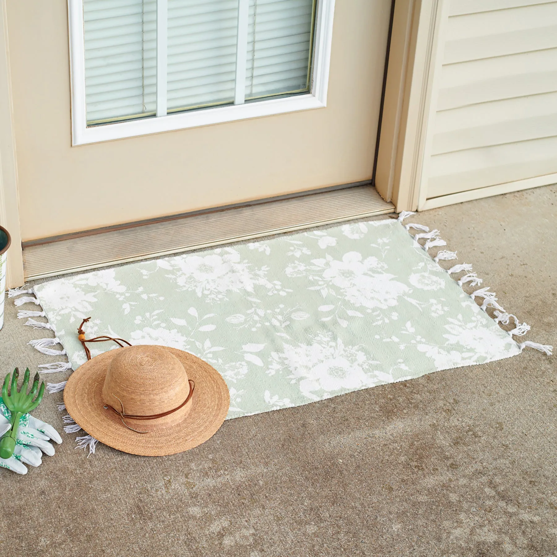 Green Floral Rug