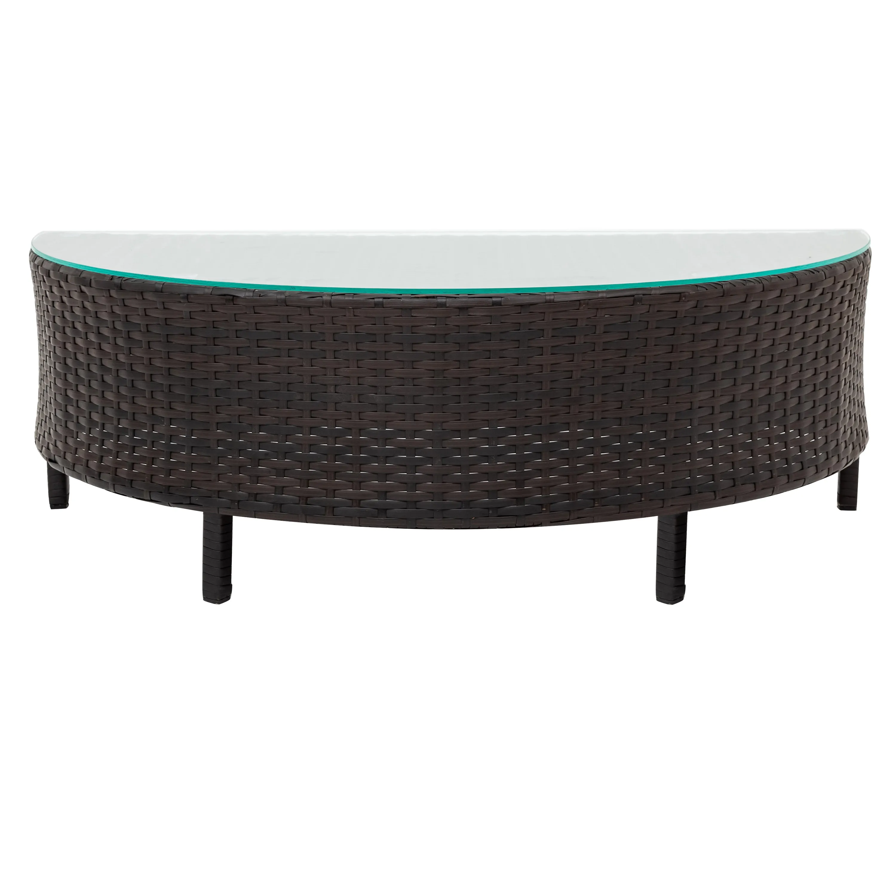 TOPMAX 5 Pieces All-Weather Brown PE Rattan Wicker Sofa Set Outdoor Patio Sectional Furniture Set Half-Moon Sofa Set with Tempered Glass Table, Gray