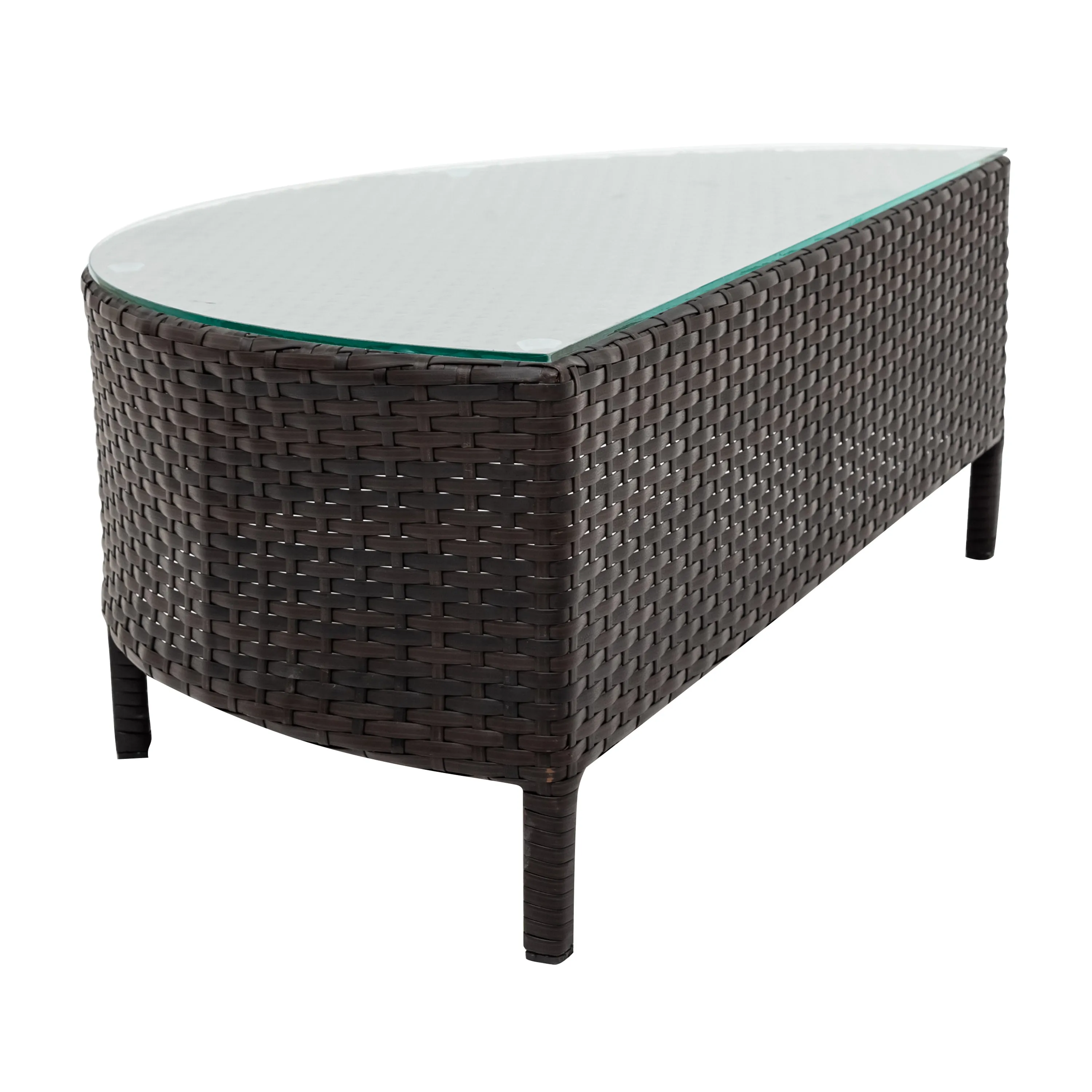 TOPMAX 5 Pieces All-Weather Brown PE Rattan Wicker Sofa Set Outdoor Patio Sectional Furniture Set Half-Moon Sofa Set with Tempered Glass Table, Gray